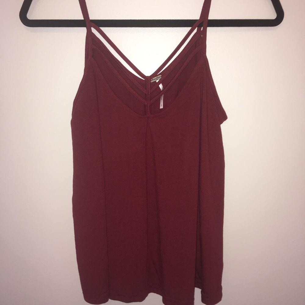 Burgundy Caged Tank Top